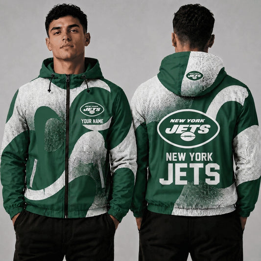 NYJ x NFL Premium Windbreaker Jacket Personalized Gift For Fan