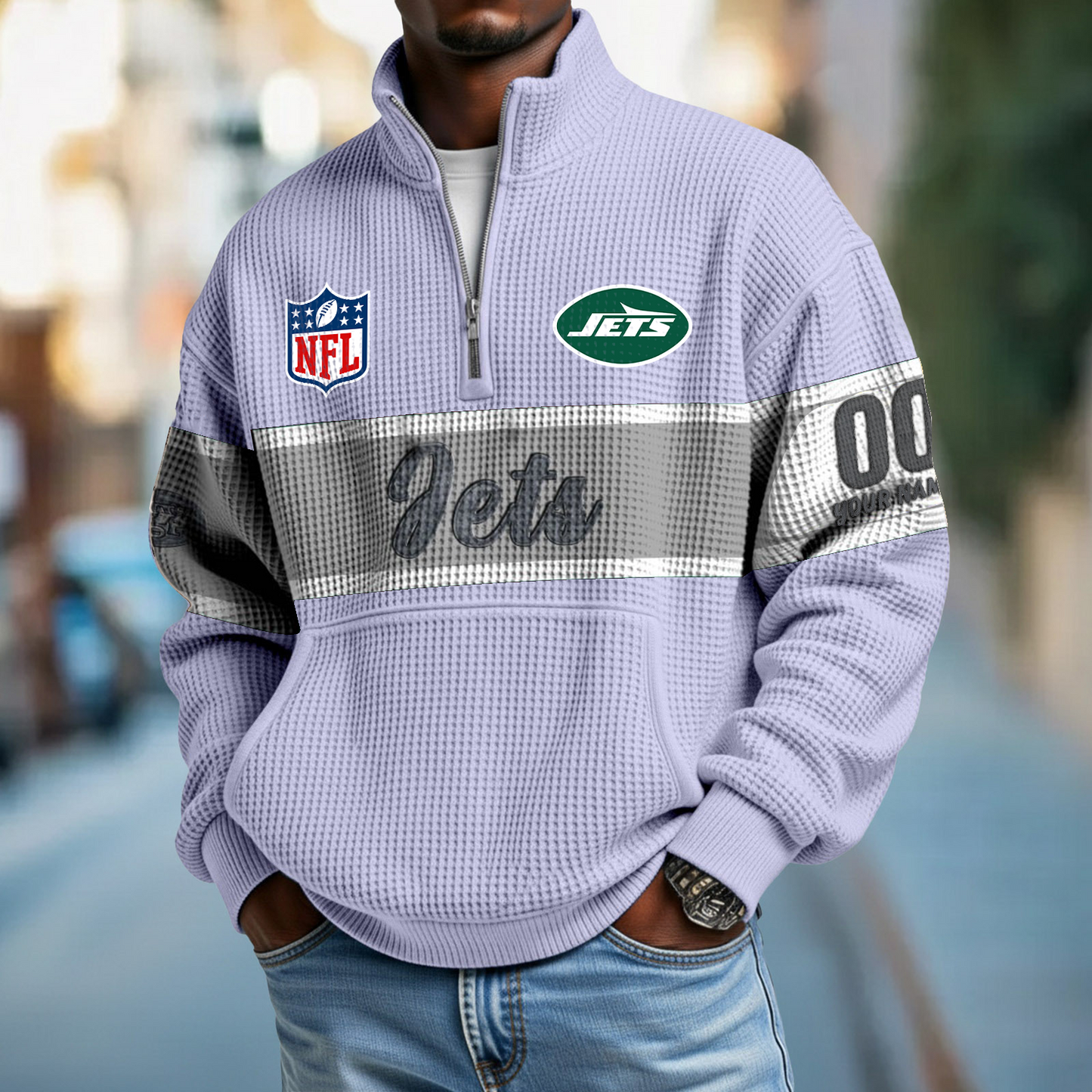 NYJ x NFL Quarter-Zip Waffle Pullover DATND TANTD