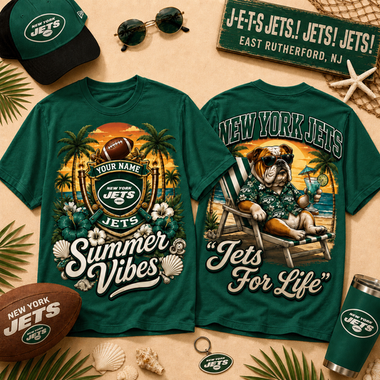NYJ x NFL Summer Tshirt Funny Dog Custom Any Name Gifts