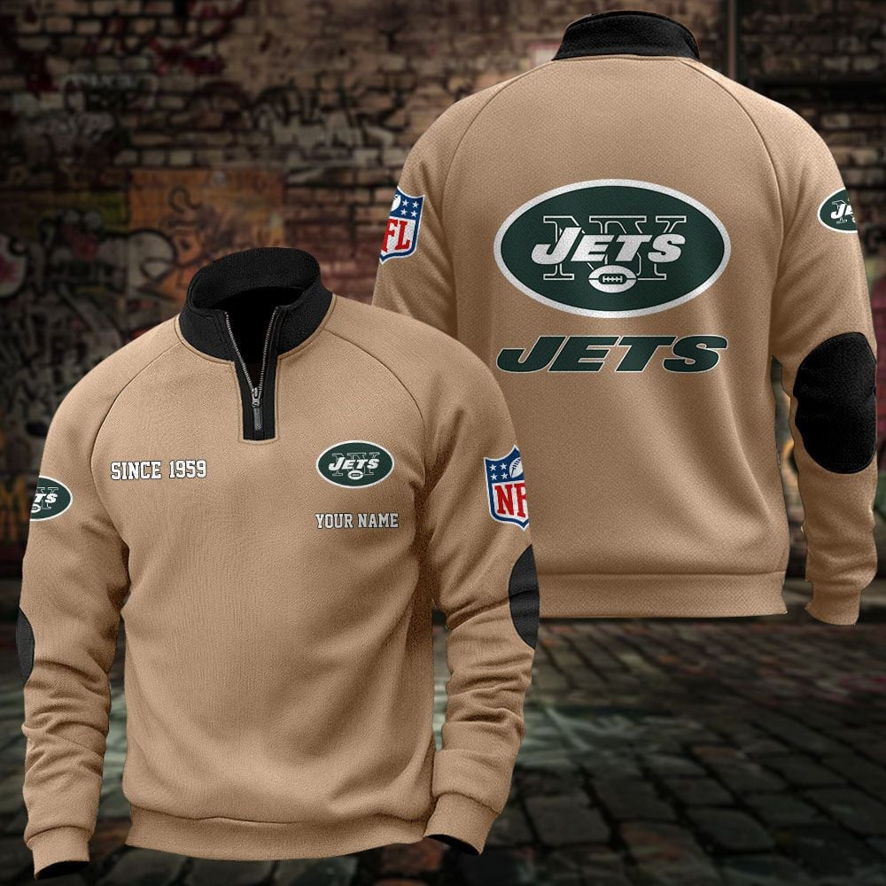 NYJ x NFL Sweatshirts Quarter Collared Sweatshirt Pullover DatND DVT