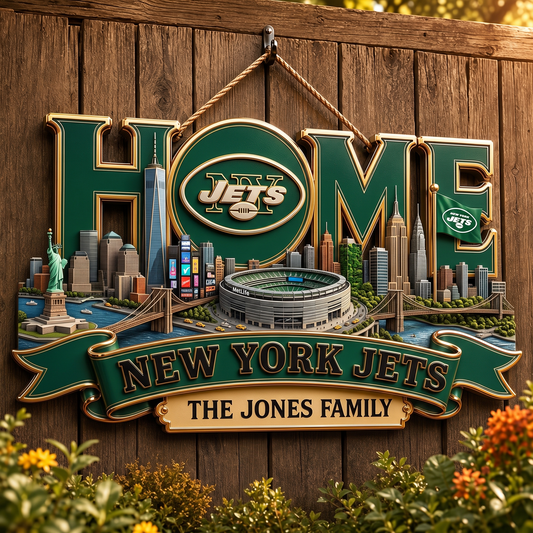 NYJ x NFL Team Home Metal Sign Custom Any Name Gifts For Home Decor