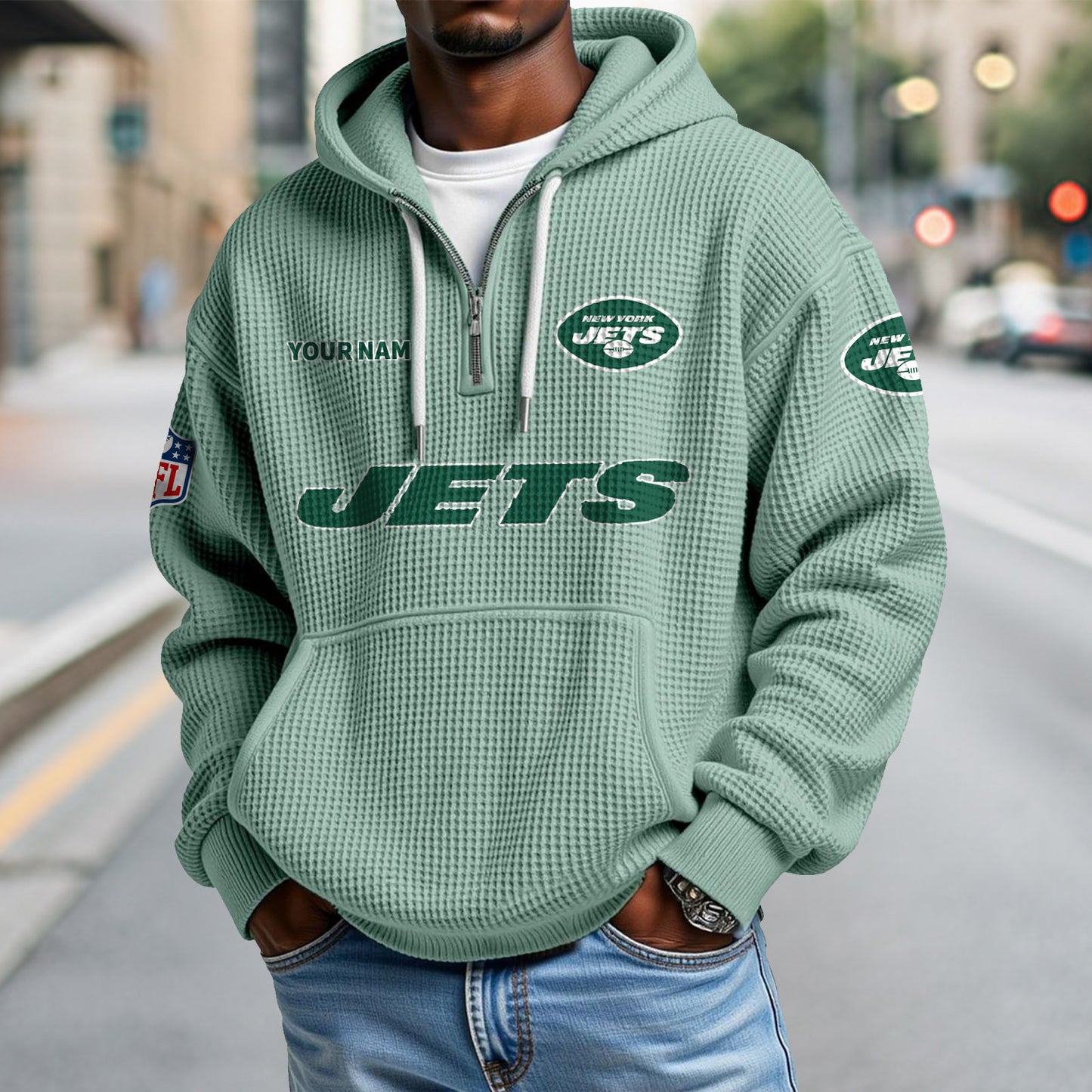NYJ x NFL Waffle Hoodie DatND DVT