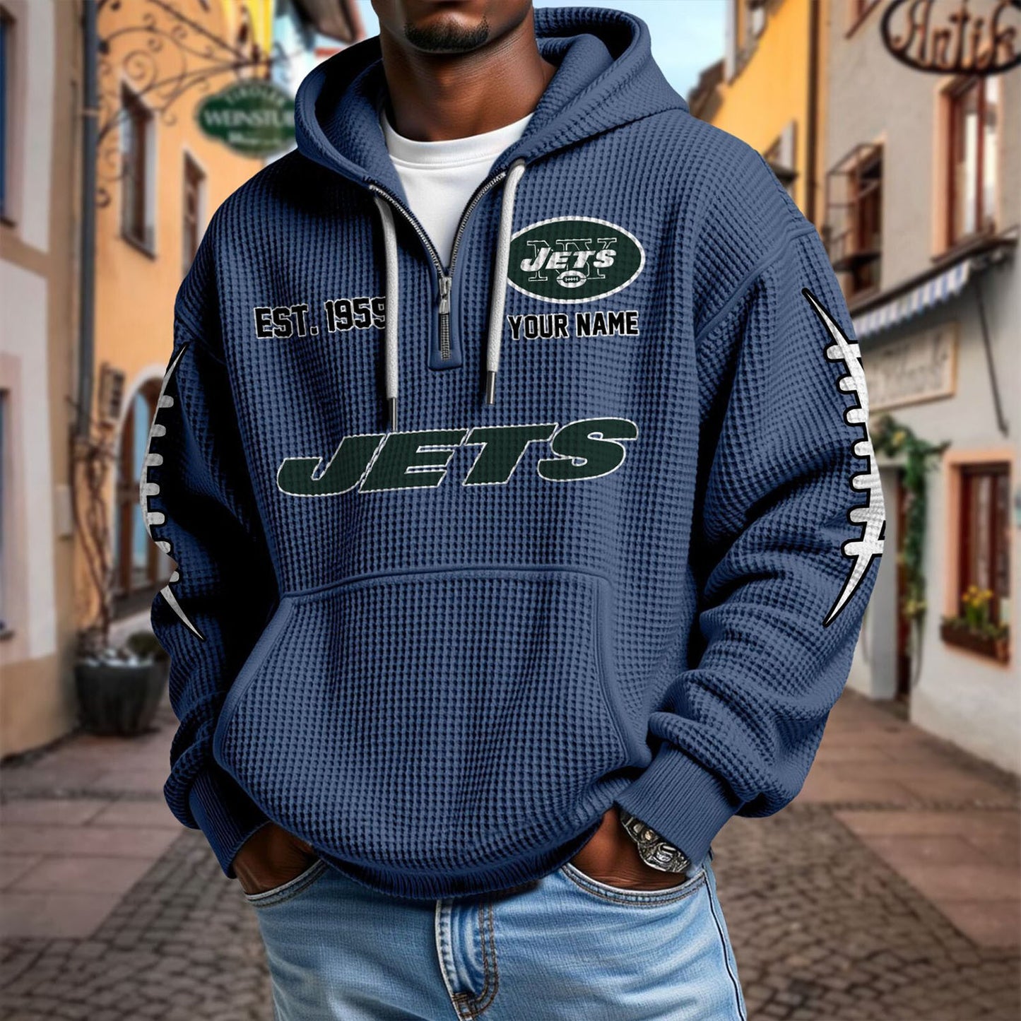 NYJ x NFL Waffle Hoodie DatND DVT