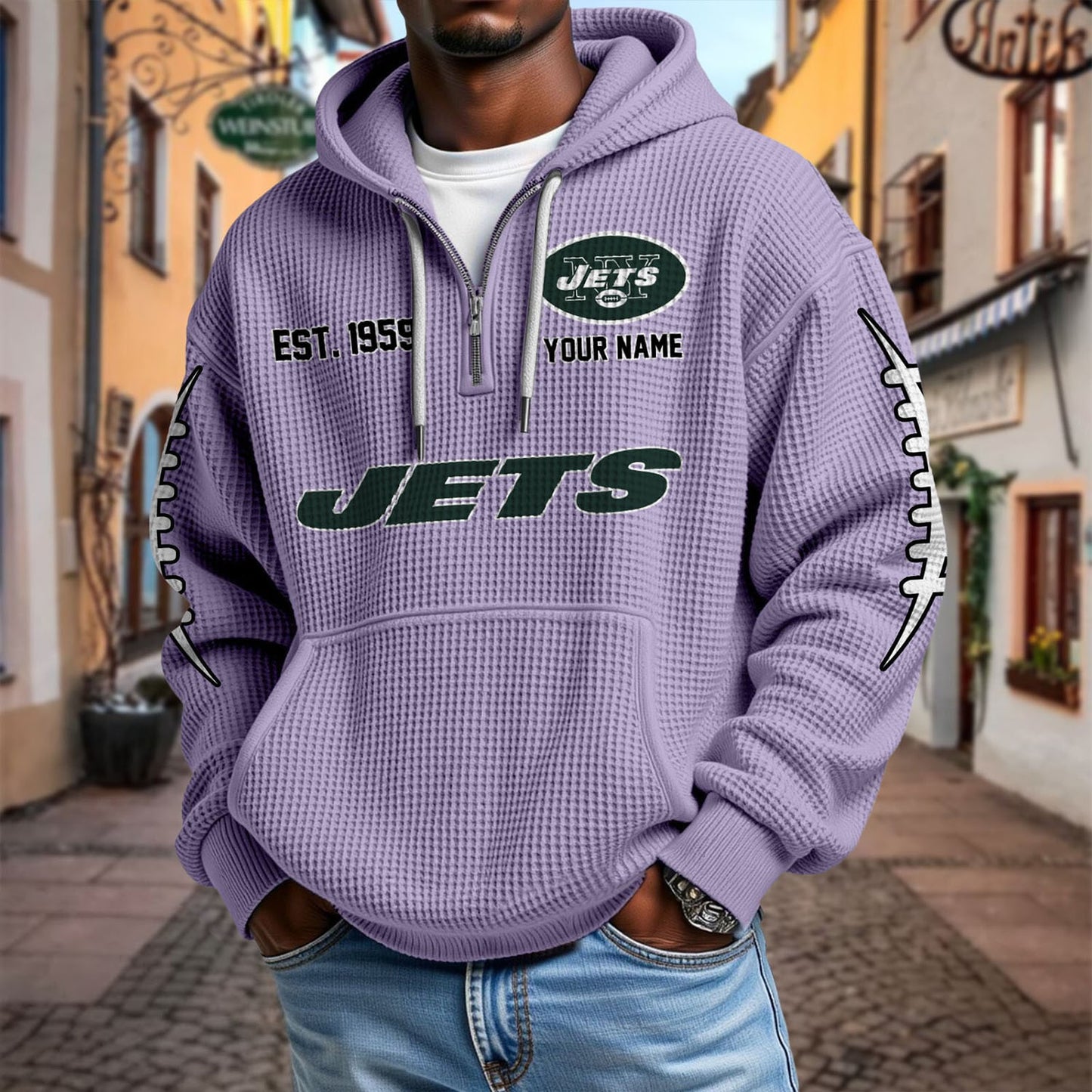 NYJ x NFL Waffle Hoodie DatND DVT