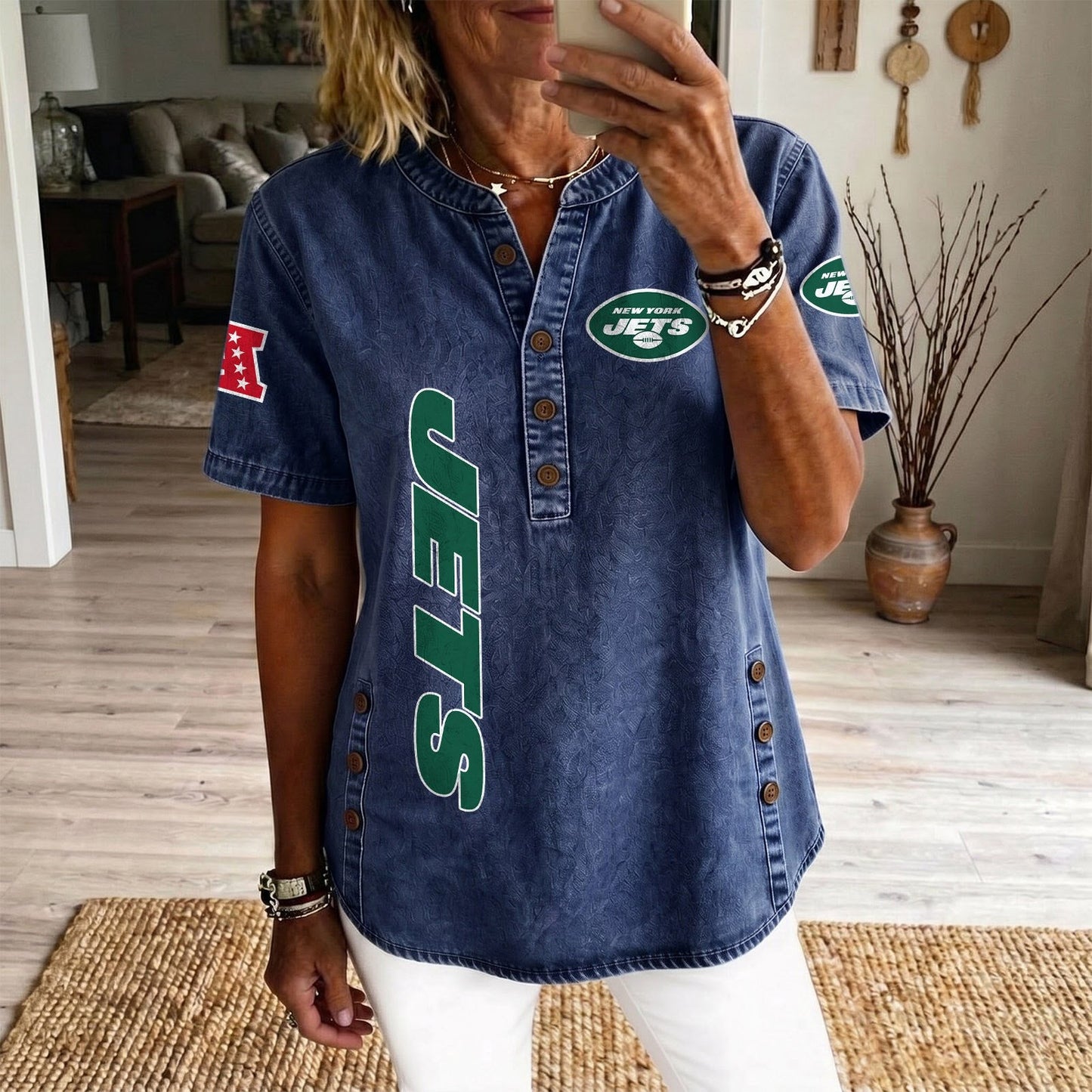 NYJ x NFL Womenƒ??s Denim Casual Tops DATND LBN 190526