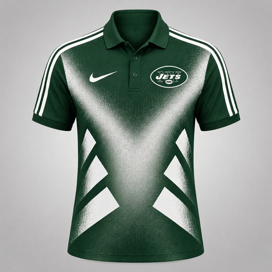 NYJ x Premium NFL Sports Fan Geometric Pattern Polo Shirt
