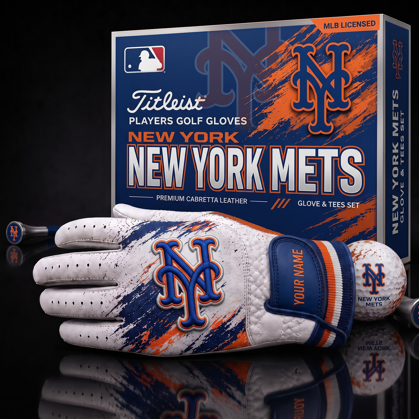 NYM_MLB LUXURY PERSONALIZED GOLF GLOVE SET LIMITED EDTION