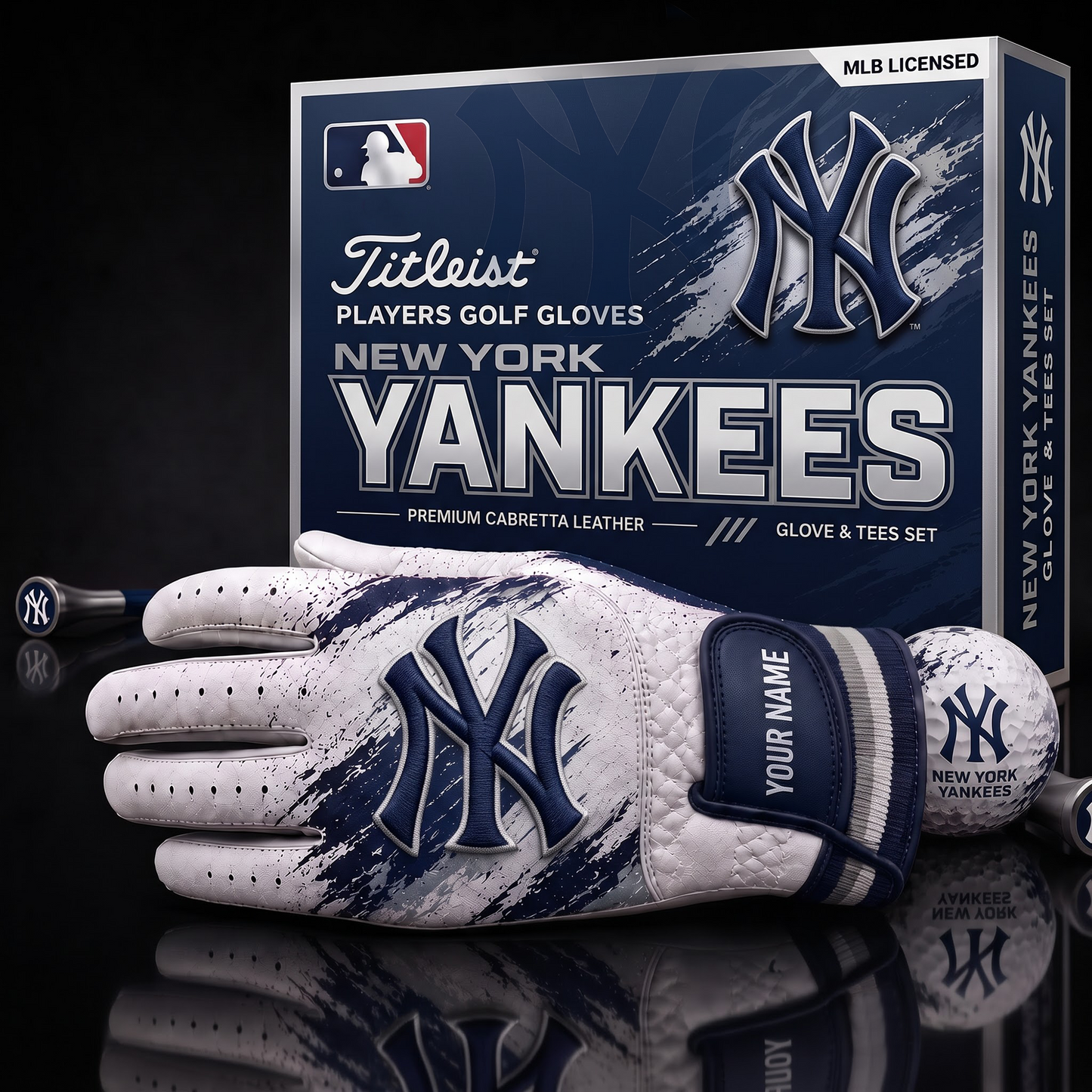NYY_MLB LUXURY PERSONALIZED GOLF GLOVE SET LIMITED EDTION