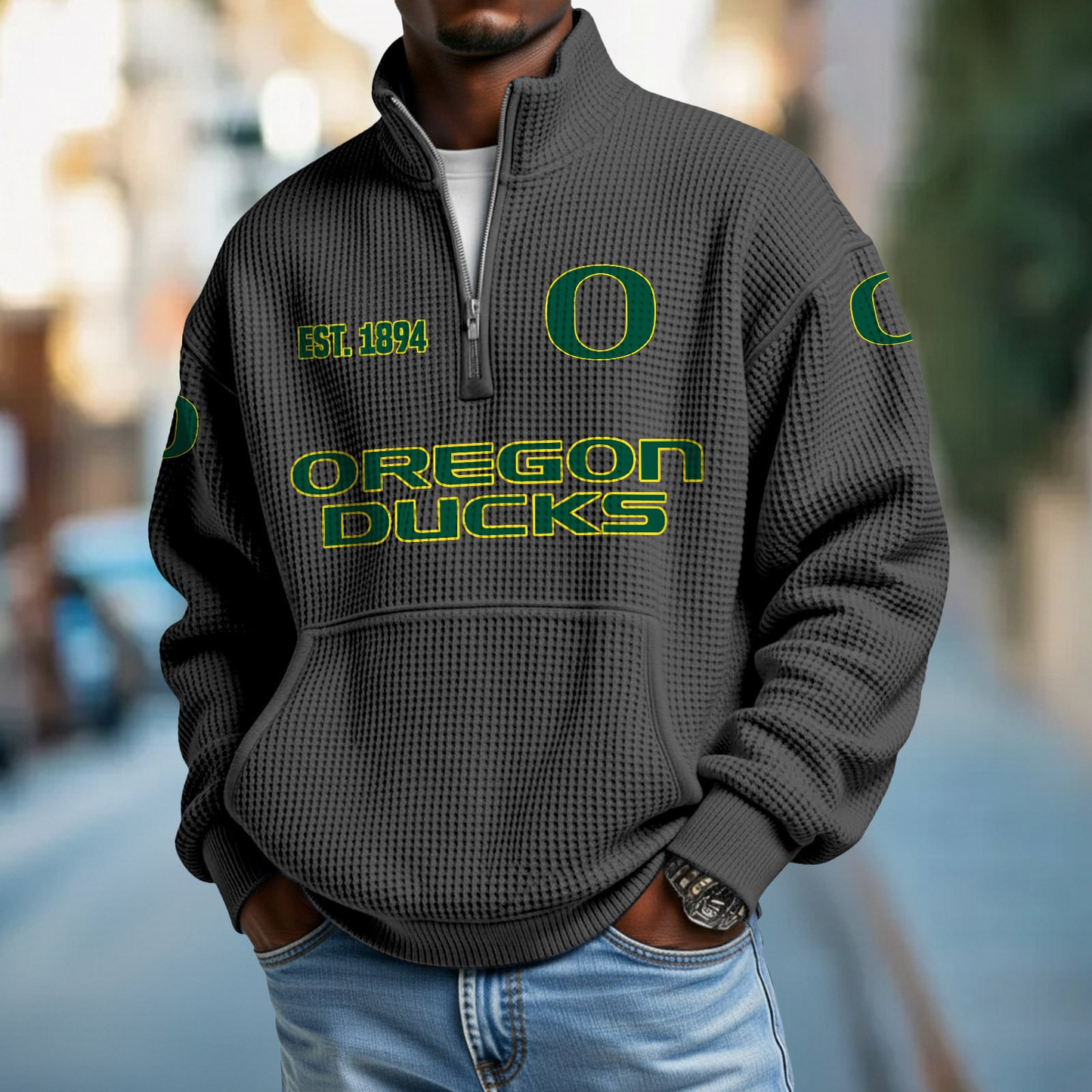 ORE x College Football - Waffle Stand Collar Half Zip Sweatshirt DatND DVT