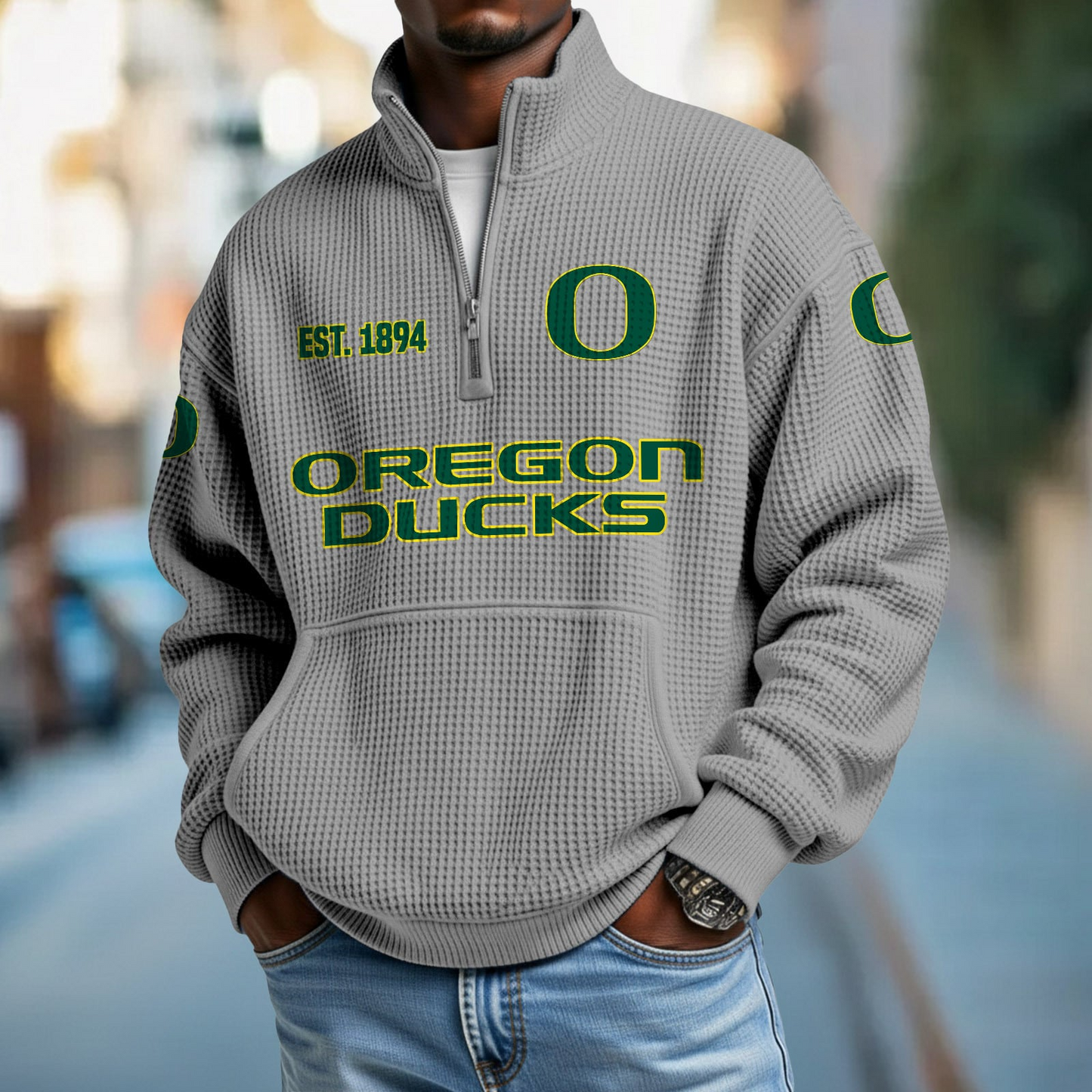 ORE x College Football - Waffle Stand Collar Half Zip Sweatshirt DatND DVT