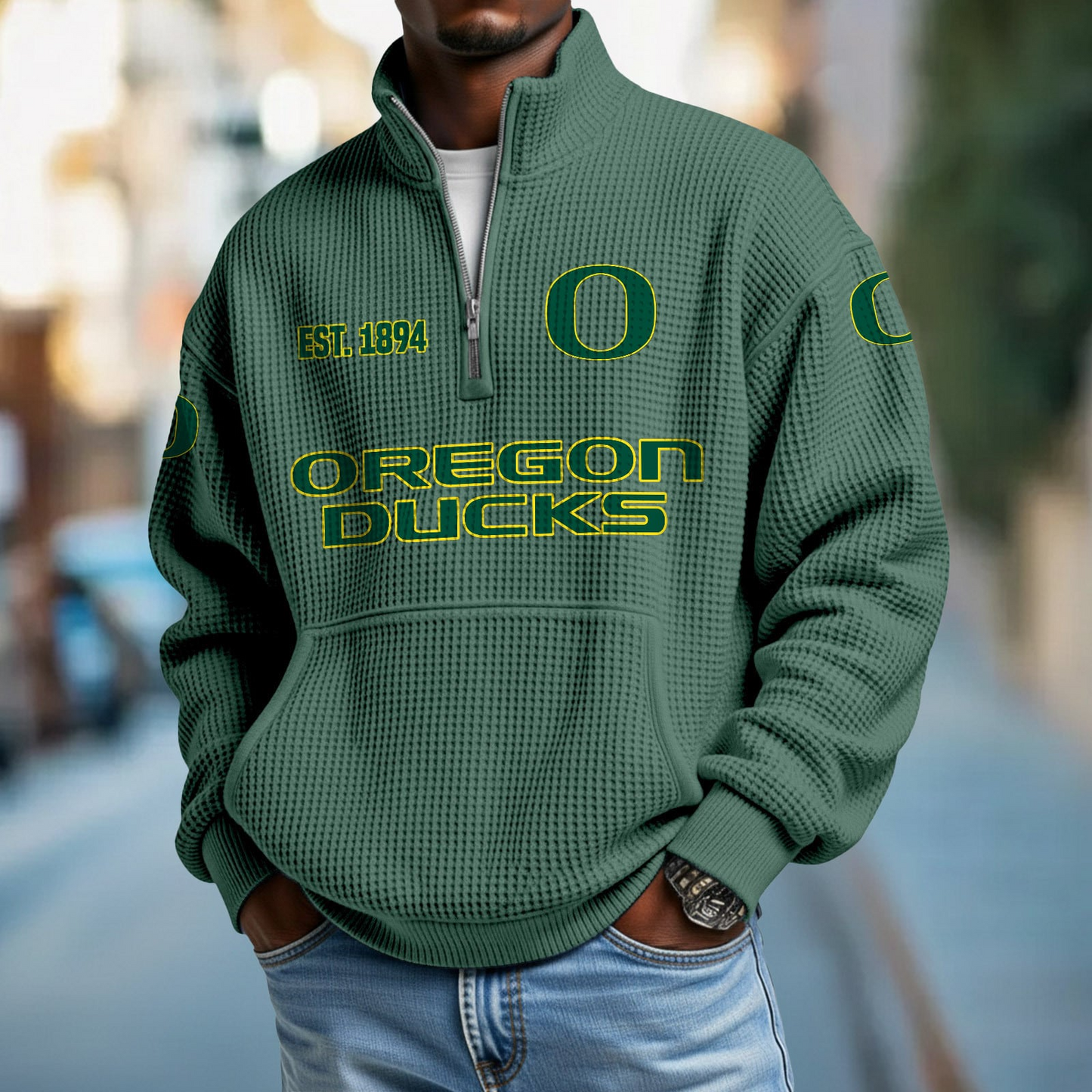 ORE x College Football - Waffle Stand Collar Half Zip Sweatshirt DatND DVT