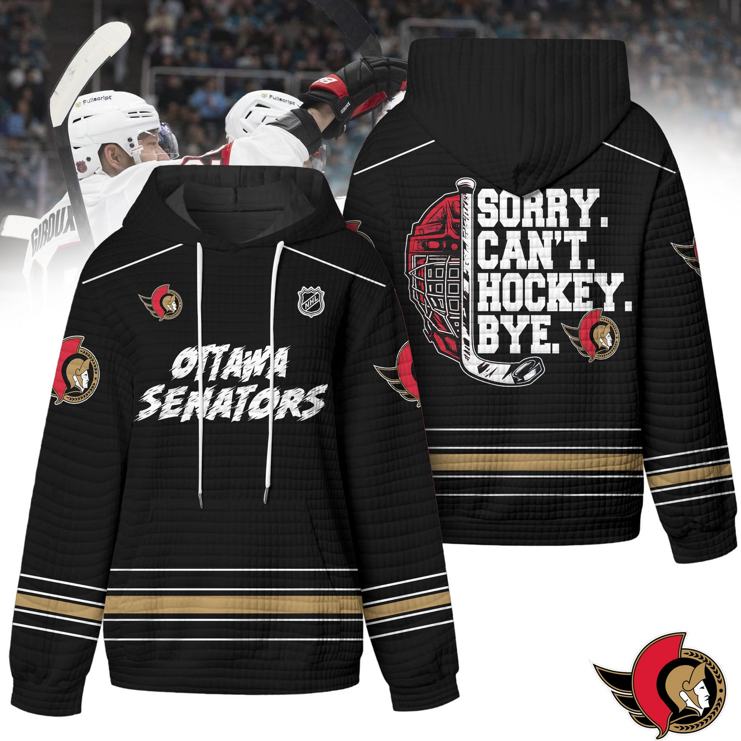 OS Premium NHL Sorry Busy Hockey Waffle Hoodie DDT NTL
