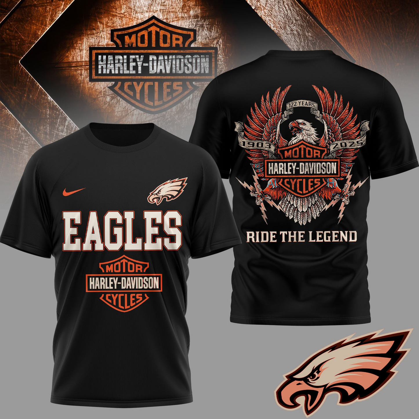 PE Premium NFL 122 Year Motorcycle 3D Shirt DDT NTL