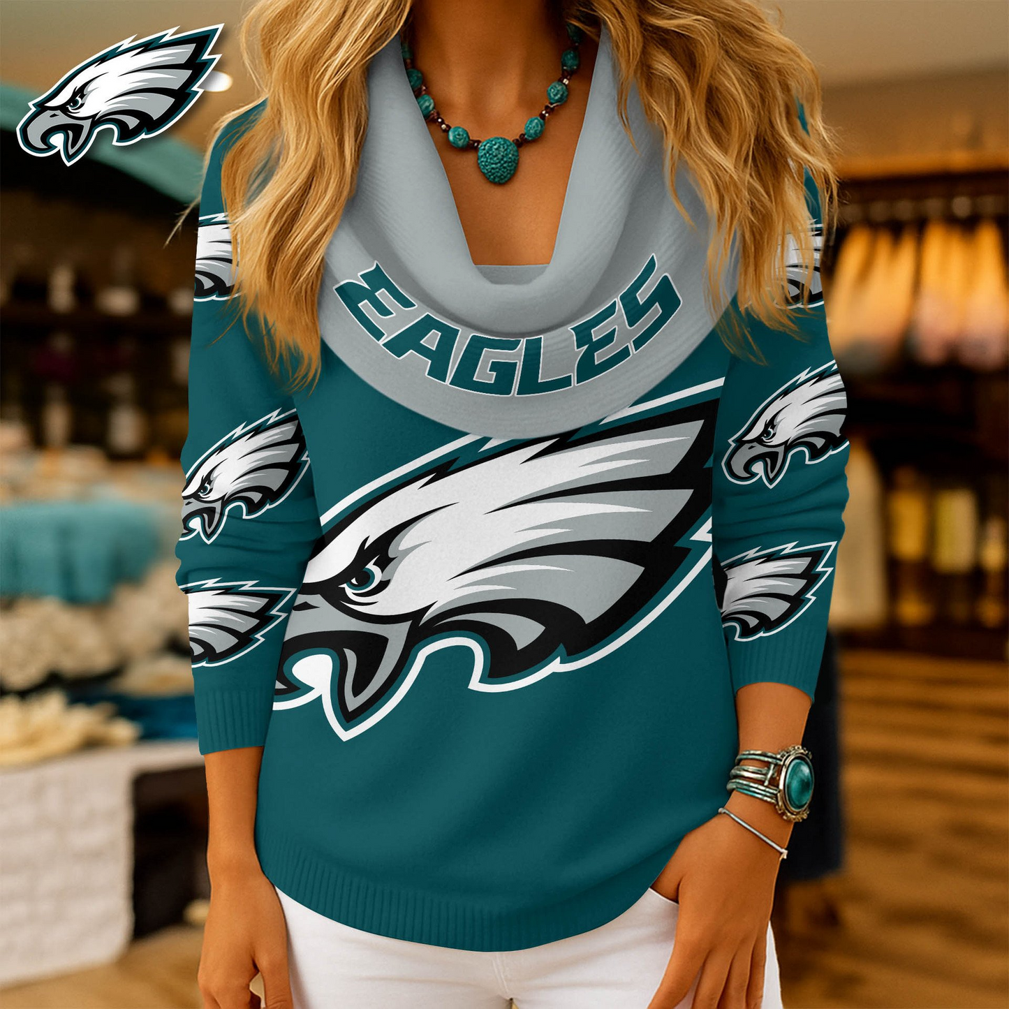 PE Premium NFL Fan Cowl Neck Sweater 3D Shirt DDT NTL