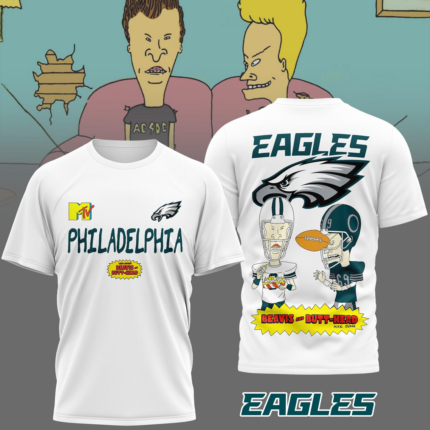 PE Premium NFL Funny Beavis and Butt-Head Shirt DDT NTL