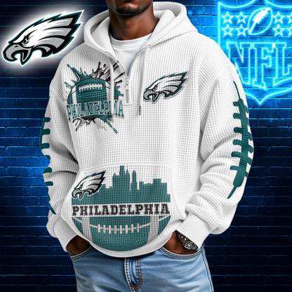 PE Premium NFL Waffle Zipper Long Sleeve Hooded Sweatshirt DDT CTND