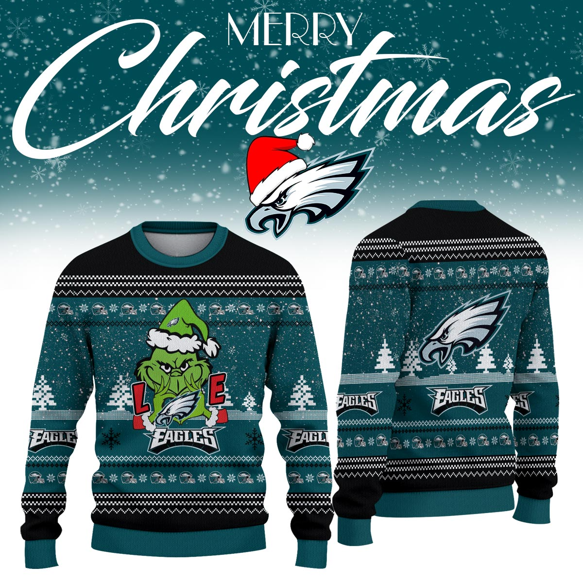 PE x NFL Love Football Ugly Christmas Sweater DDT NTL