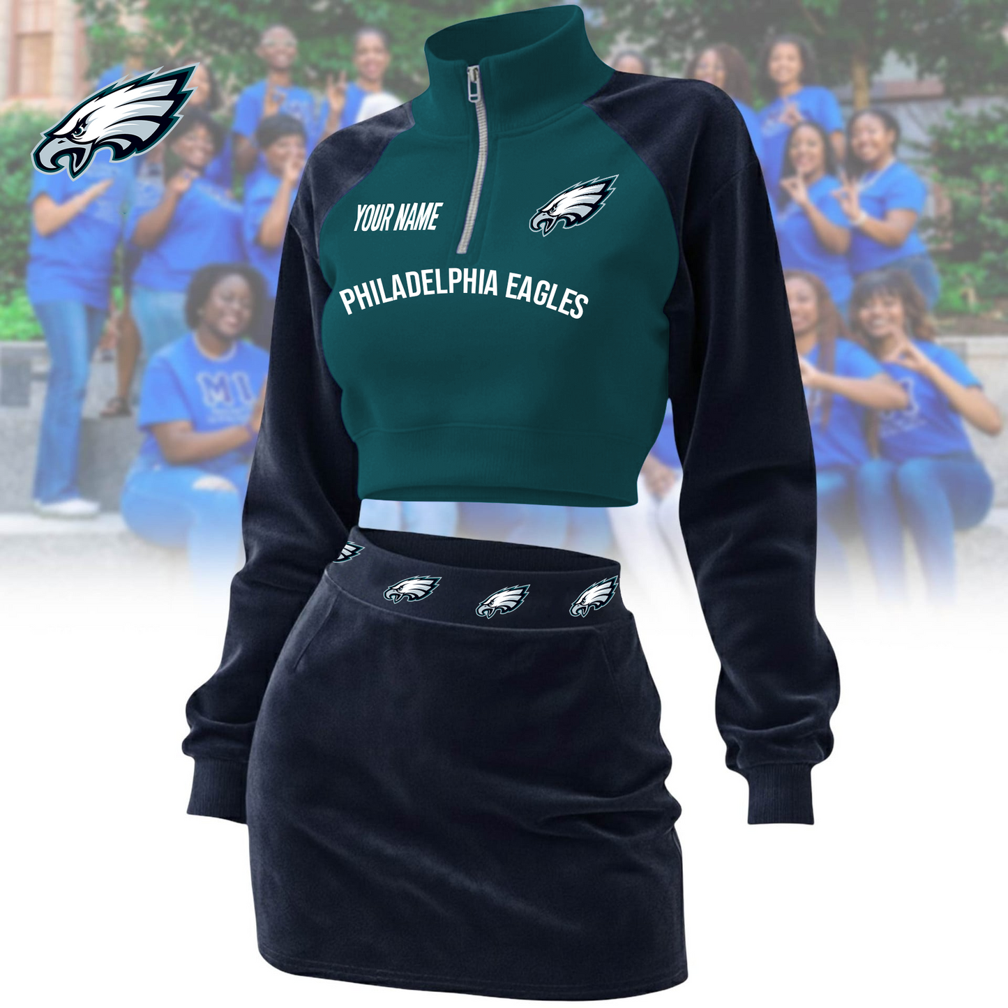 PE x NFL Premium Long Zip Polo Shirt DDT CTND