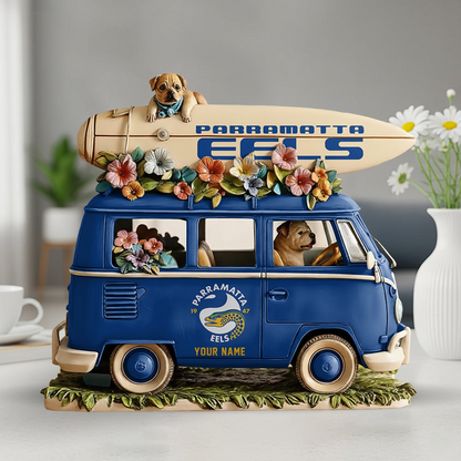 PE x NRL Funny Dog Driving Summer Car Acrylic Block Plaque Custom Name Gifts DDT CTND