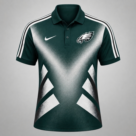 PE x Premium NFL Sports Fan Geometric Pattern Polo Shirt