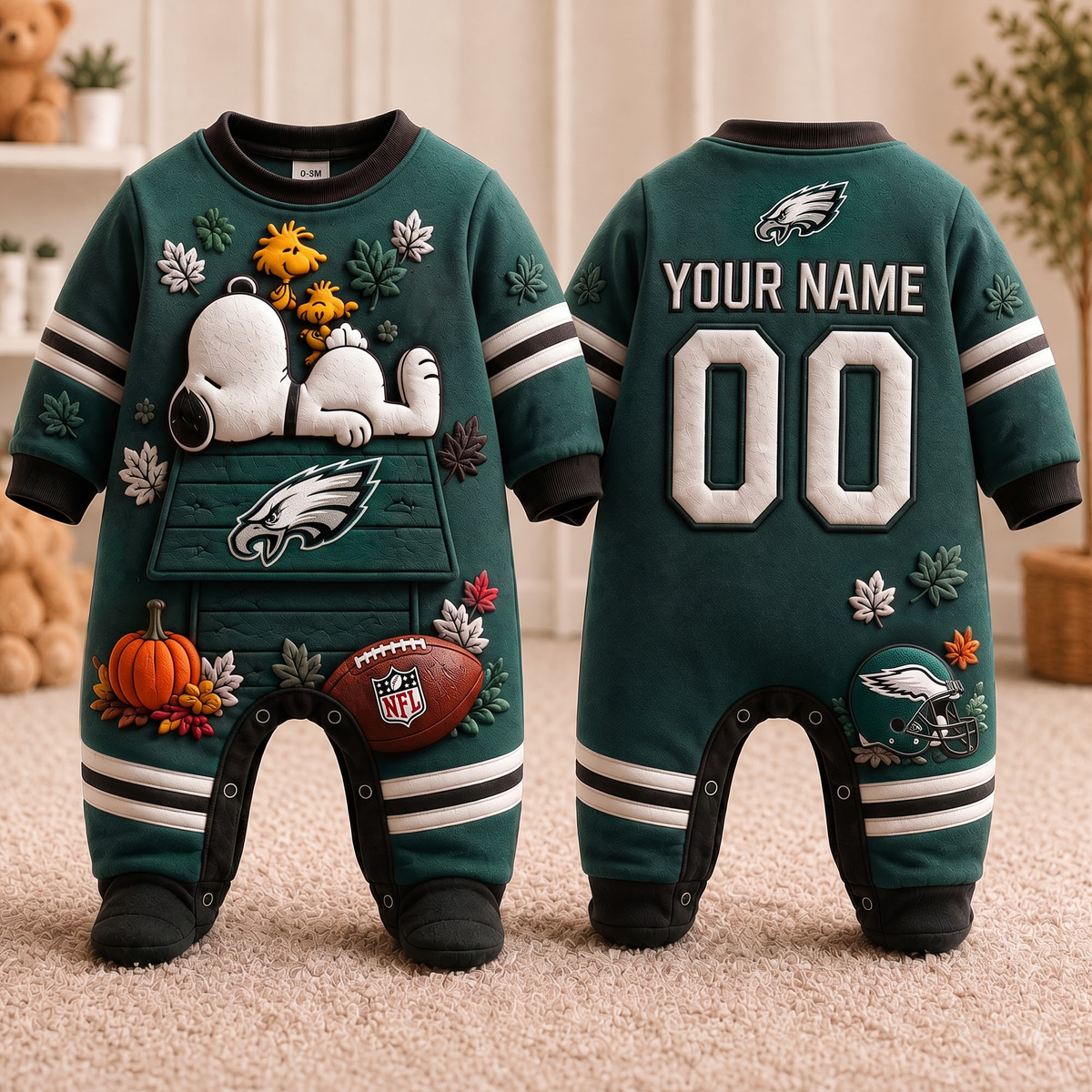 PE_Personalized NFL Football Baby Onesie – Custom Name & Number