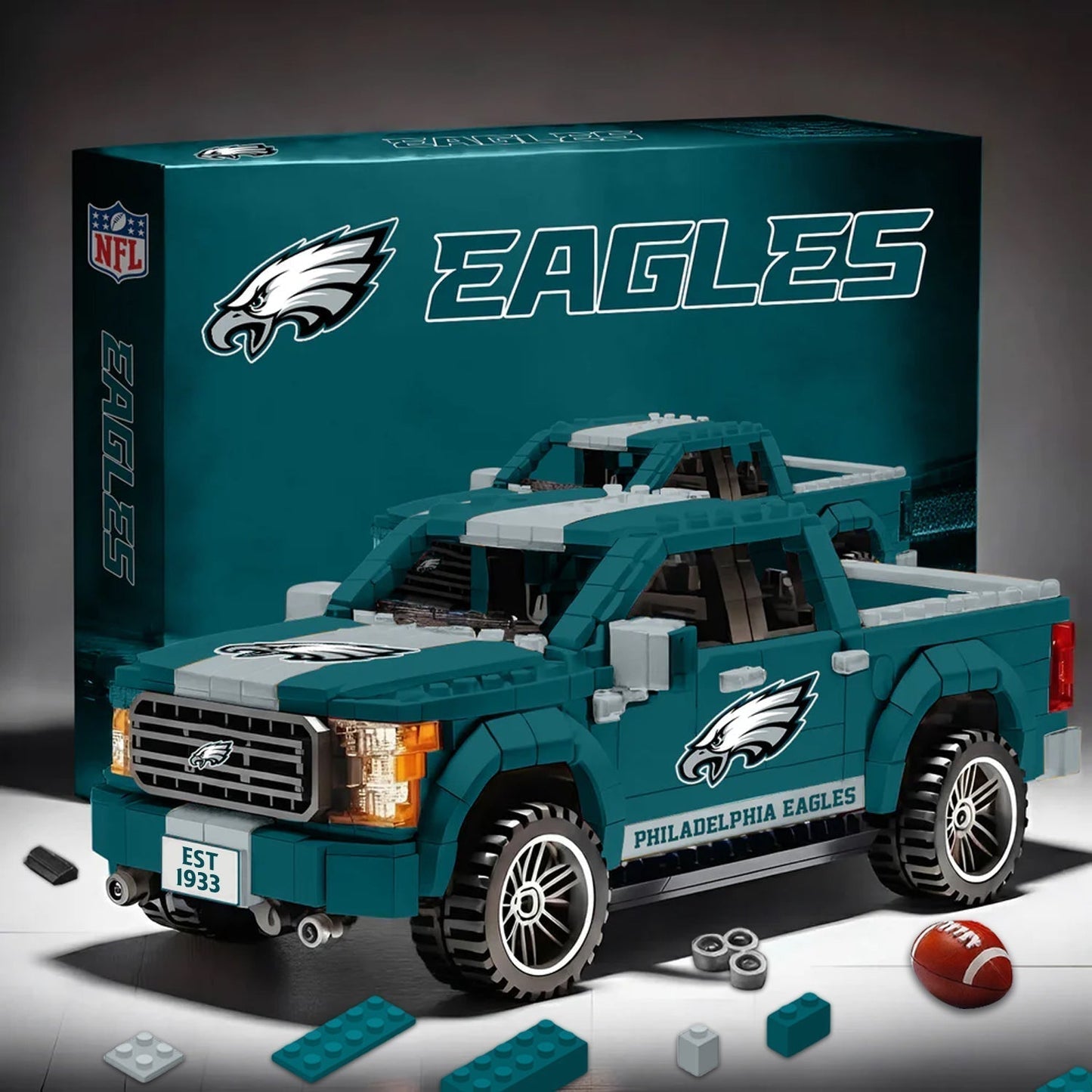 PHI X NFL 3D Racing Truck Model Building Block Set NDT NHM