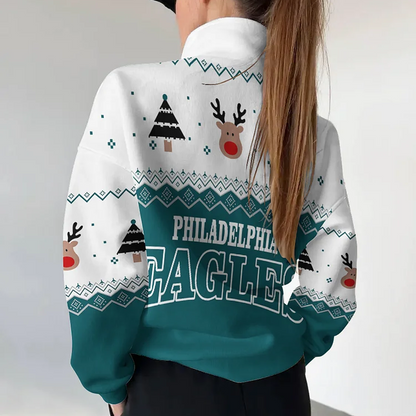 PHI X NFL Women's Outdoor Casual Stand Collar Long Sleeve Pullover DATND THUONGNH