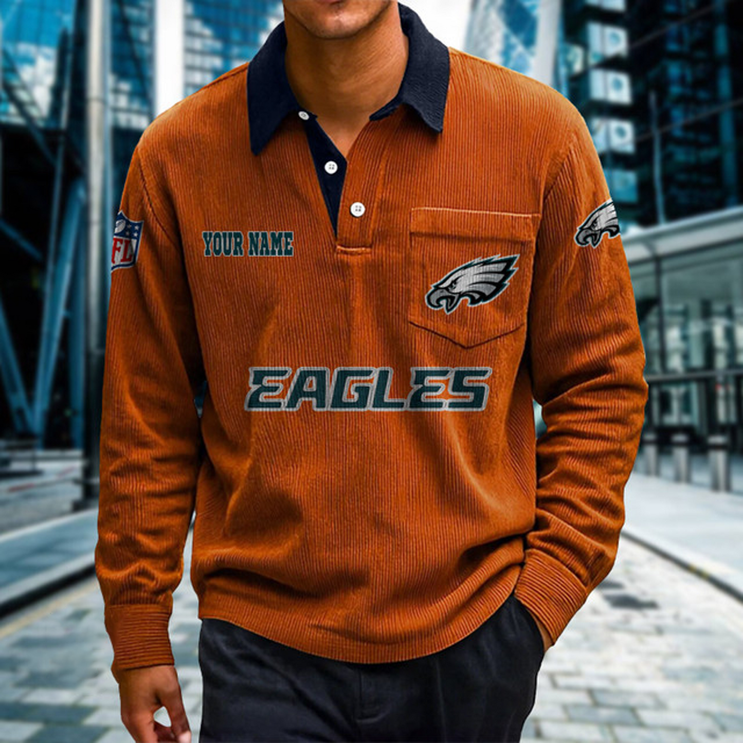 PHI X Premium NFL Corduroy color-blocked long-sleeved shirt NDT NHT