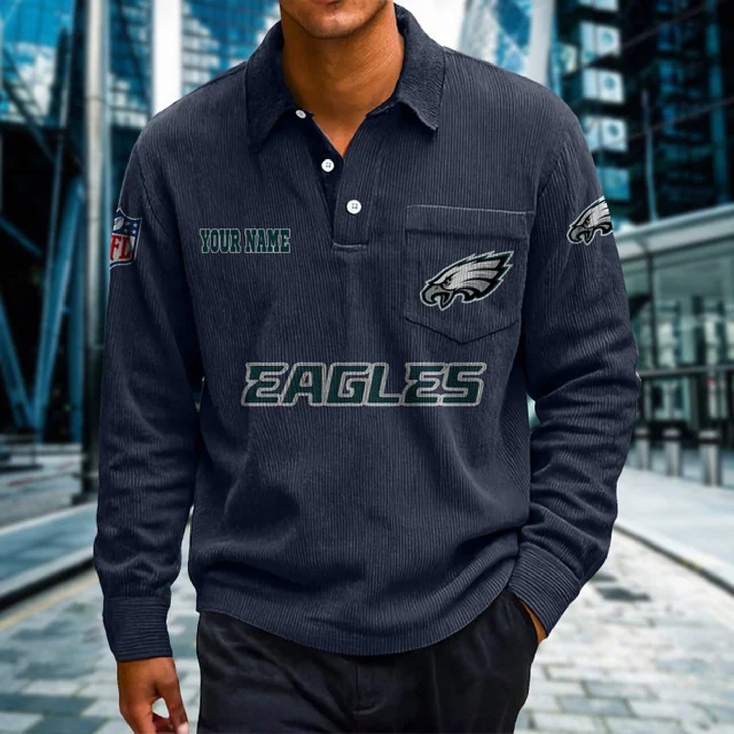 PHI X Premium NFL Corduroy color-blocked long-sleeved shirt NDT NHT