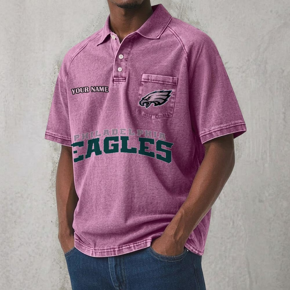 PHI x NFL Men's Distressed Turn-Down Collar Polo DATND TANTD 250526