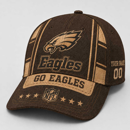 PHI x NFL Premium Vintage Leather Personalized Cap for Loyal Fans