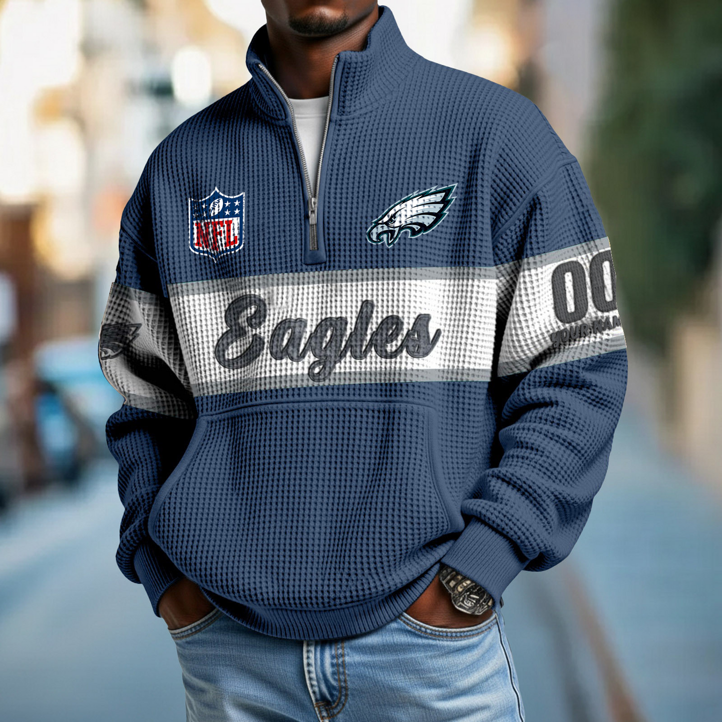 PHI x NFL Quarter-Zip Waffle Pullover DATND TANTD