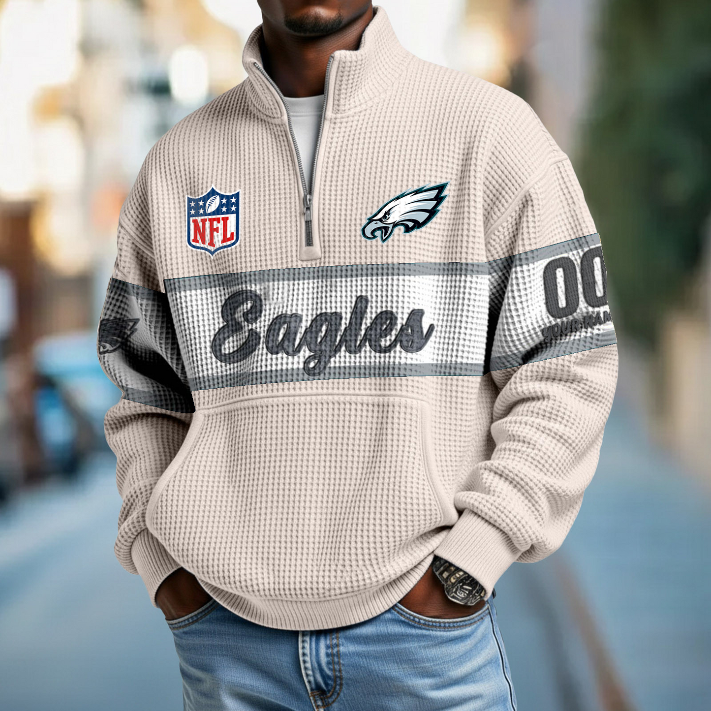 PHI x NFL Quarter-Zip Waffle Pullover DATND TANTD