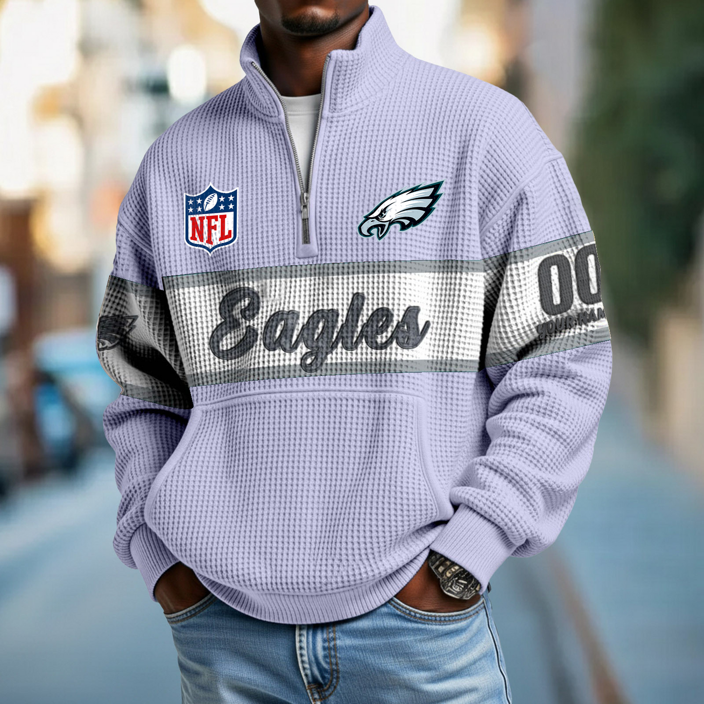 PHI x NFL Quarter-Zip Waffle Pullover DATND TANTD