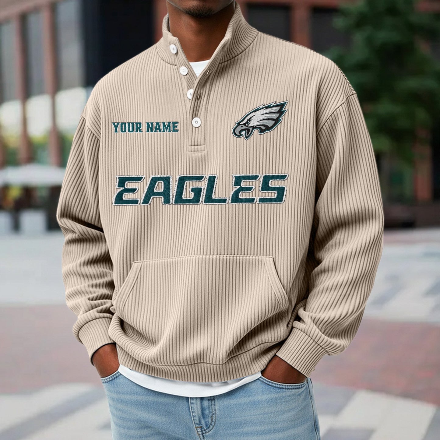 PHI x NFL Waffle High Neck Long Sleeved Sweatshirt DATND TANTD 221125