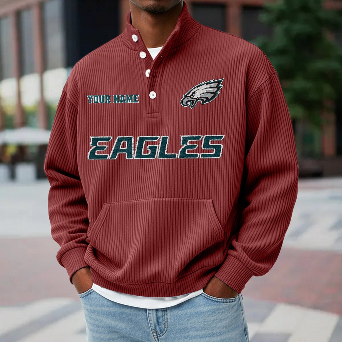 PHI x NFL Waffle High Neck Long Sleeved Sweatshirt DATND TANTD 221125