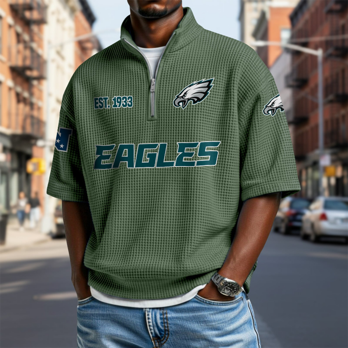 PHI x NFL Waffle Short Sleeve Polo Shirt DatND DVT
