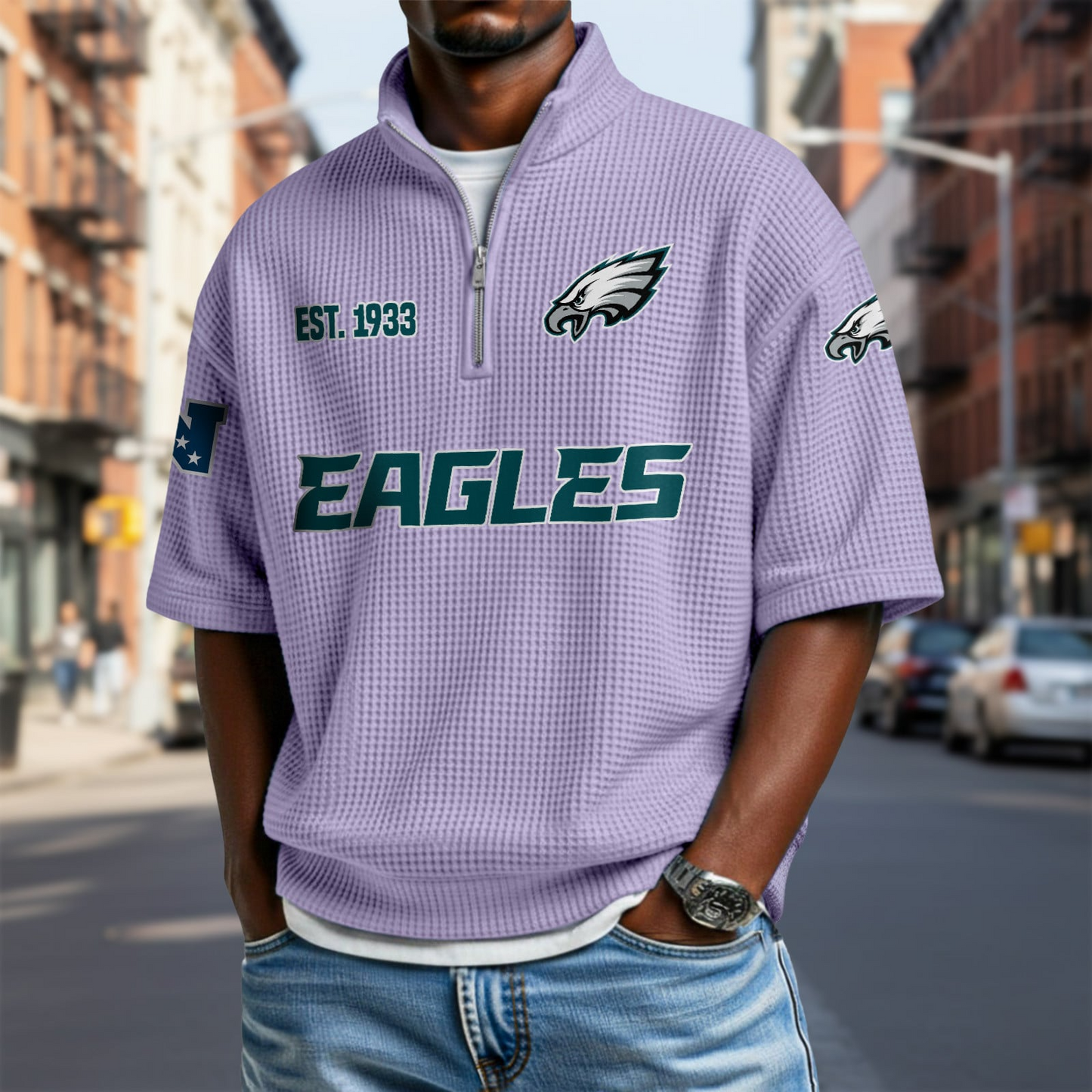 PHI x NFL Waffle Short Sleeve Polo Shirt DatND DVT