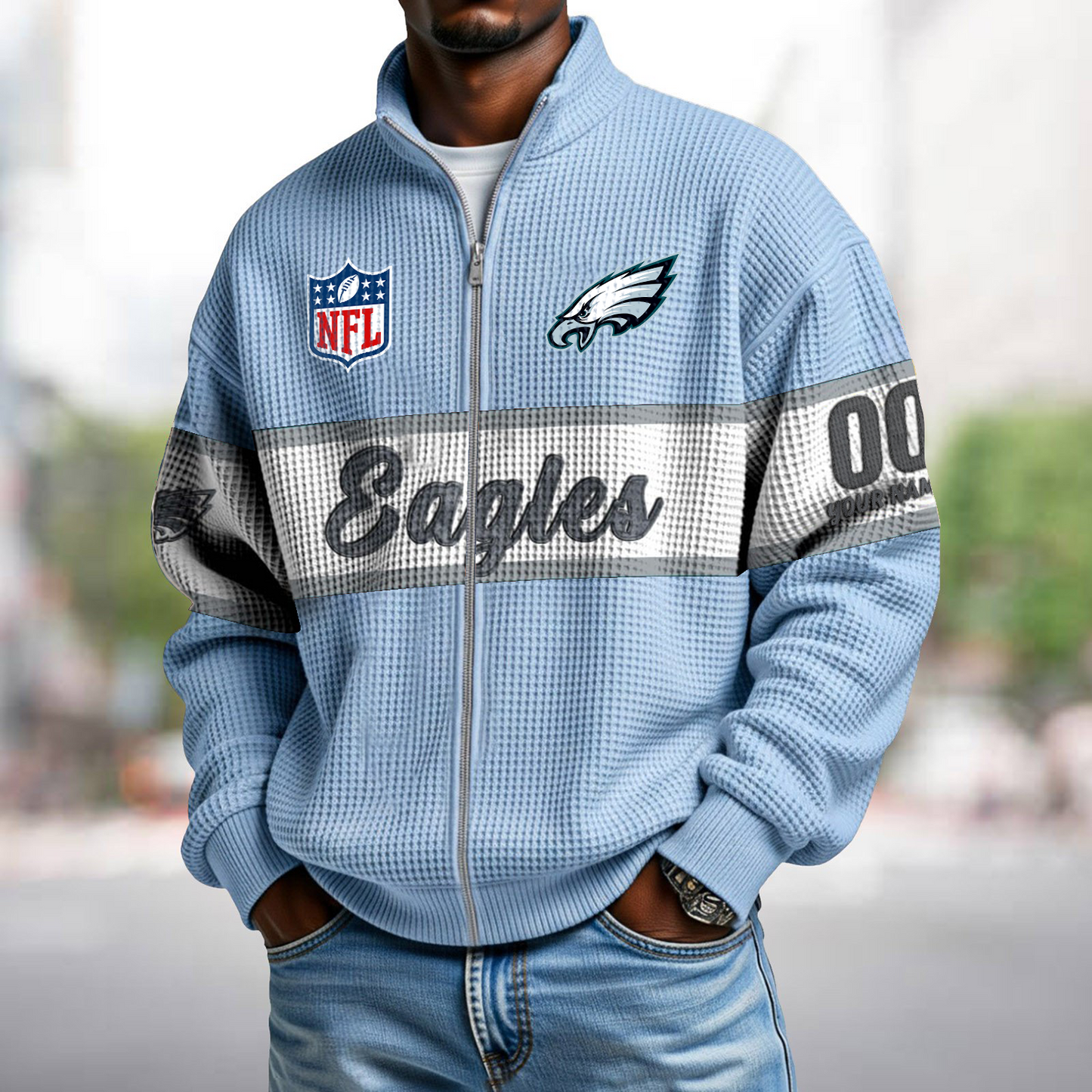 PHI x NFL Waffle Zip-Up Sweatshirt DATND TANTD
