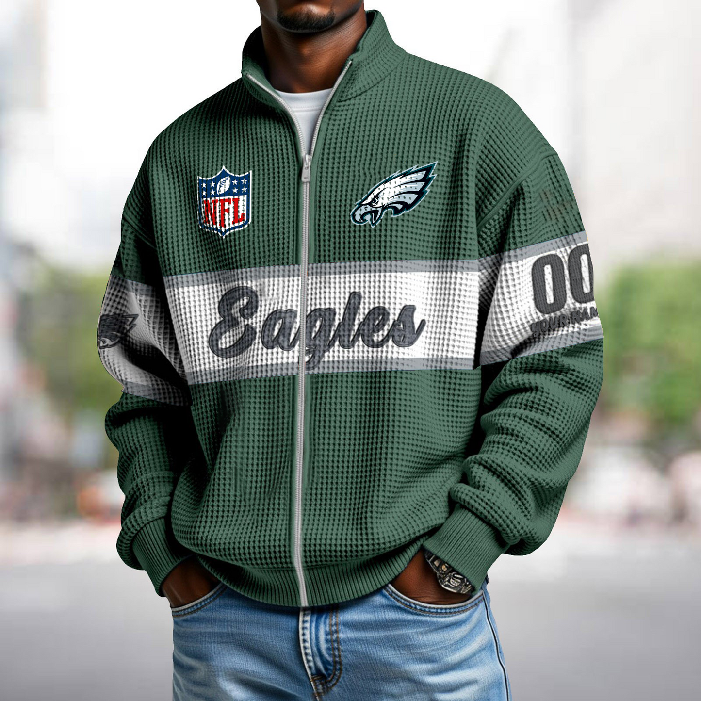 PHI x NFL Waffle Zip-Up Sweatshirt DATND TANTD
