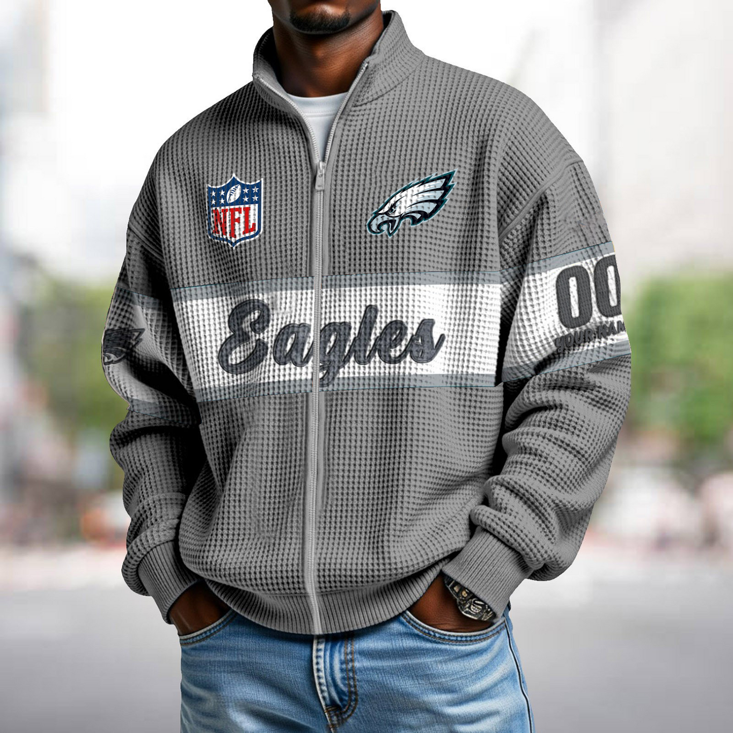 PHI x NFL Waffle Zip-Up Sweatshirt DATND TANTD