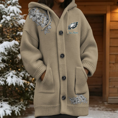 PHI x NFL Women's Casual Knitted Hooded Cardigan DATND TANTD 211125