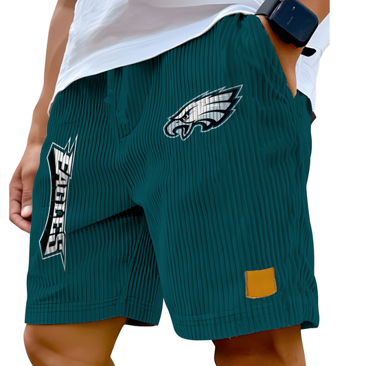 PHI x NFL Vintage Embroidered Logo Corduroy Stylish Lace-up Casual Shorts DATND TANTD 220526
