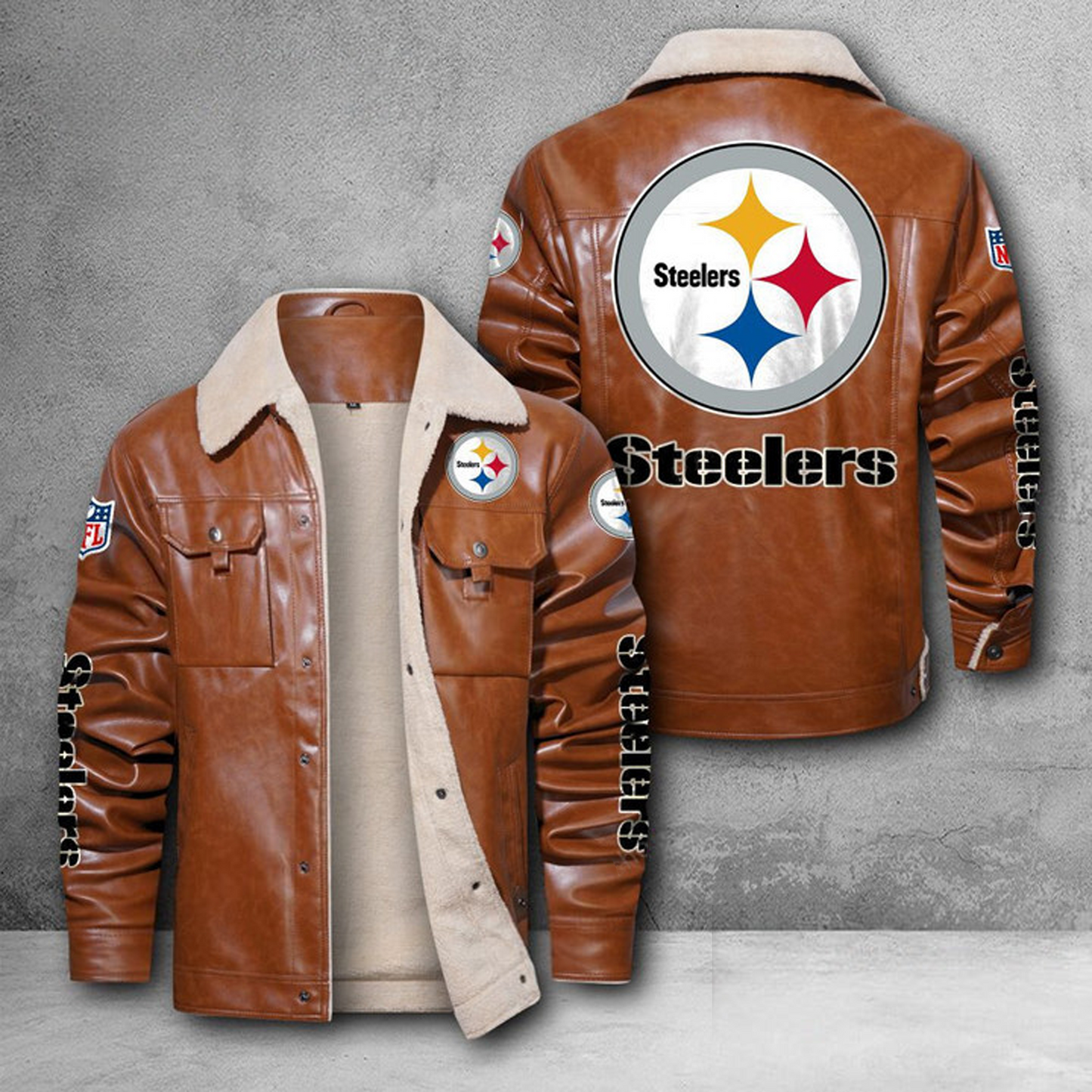 PIT X NFL LEATHER JACKET DATND THUONGNH