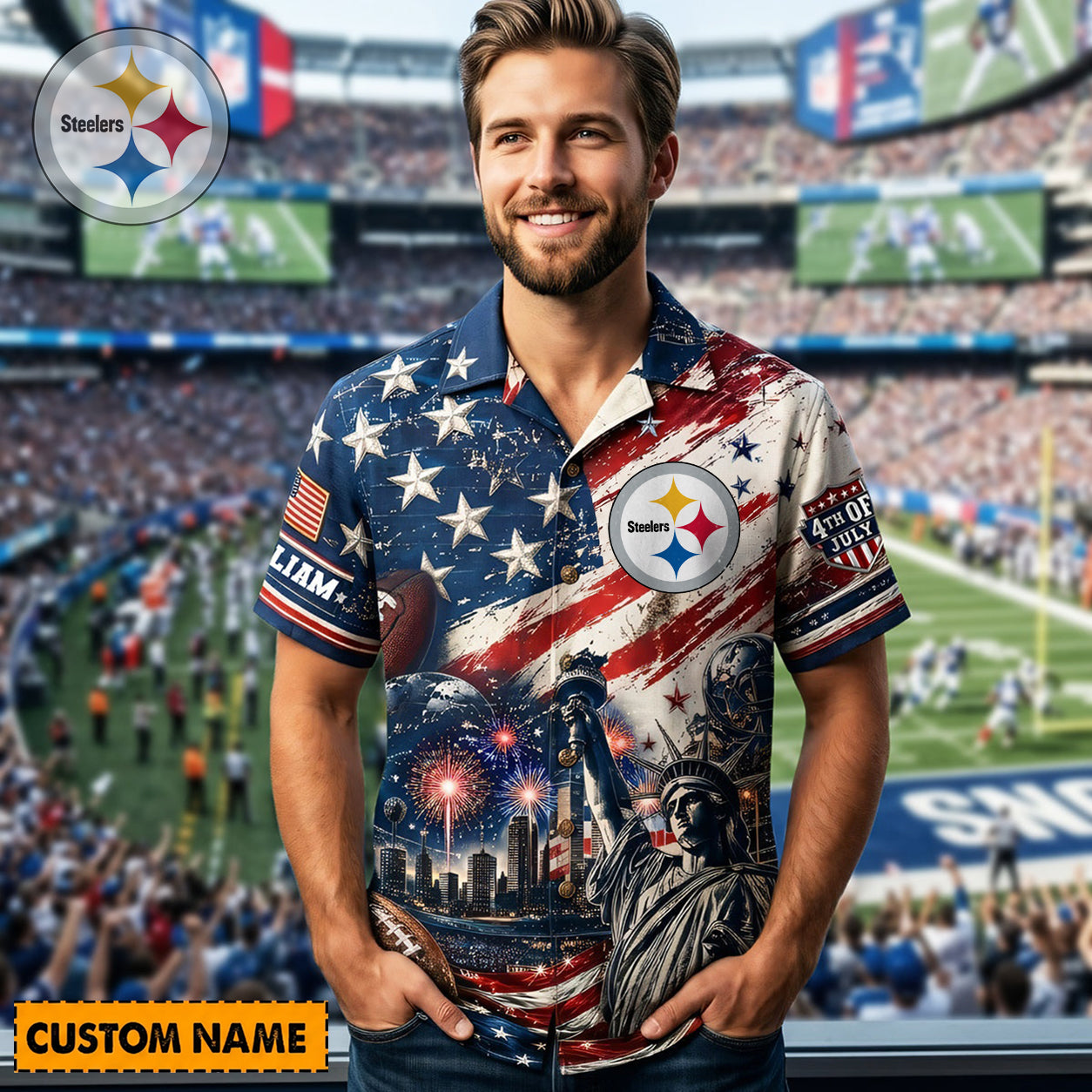PIT X PREMIUM NFL Personalized Proud American Hawaiian Shirt 190626