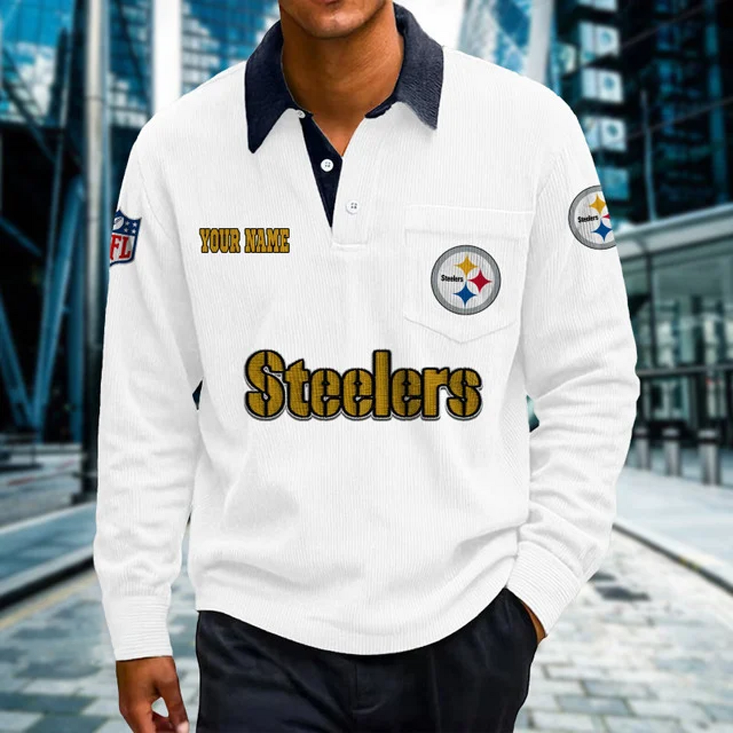 PIT X Premium NFL Corduroy color-blocked long-sleeved shirt NDT NHT
