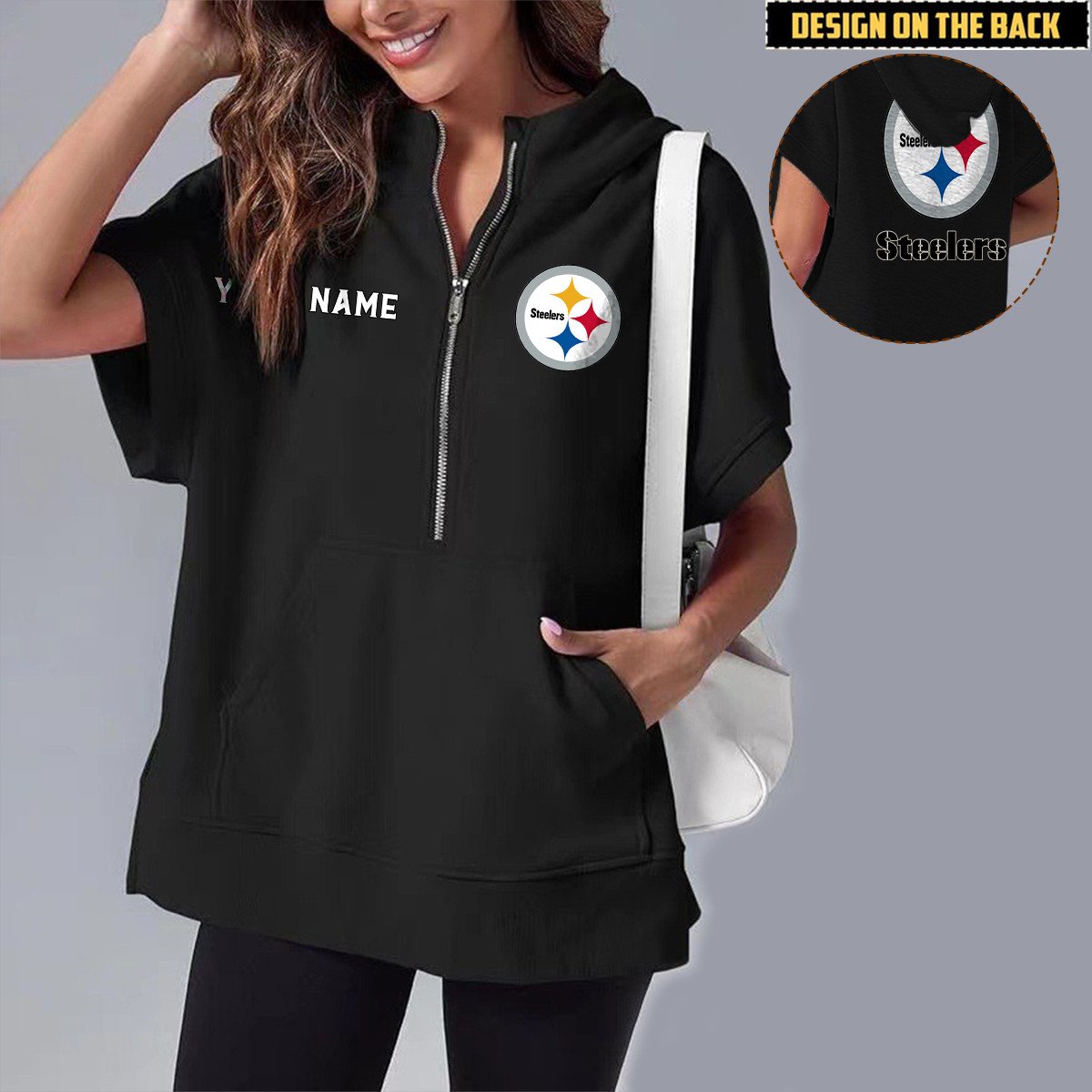 PIT x NFL Short Sleeve Zip Hoodie DATND TANTD