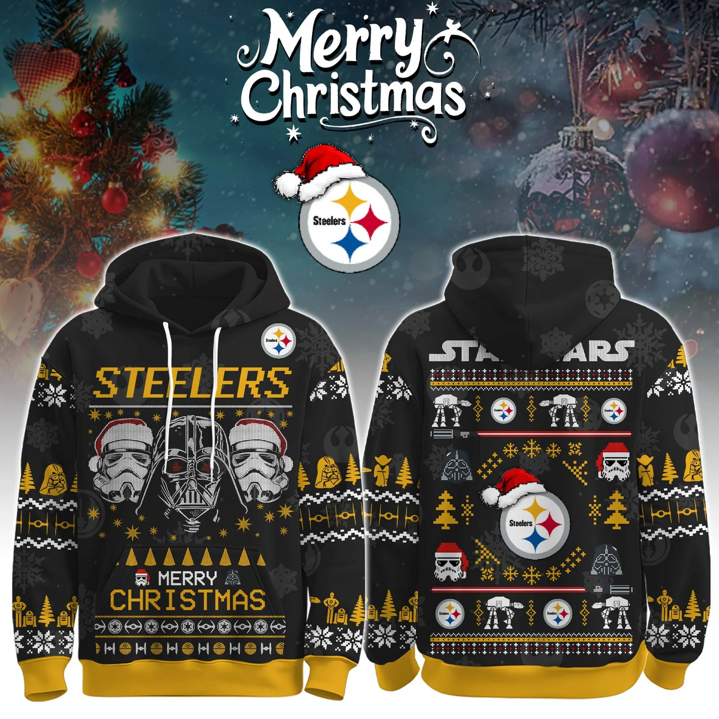 PIT x NFL Unisex Merry Christmas The Force Edition Hoodie DATND TANTD