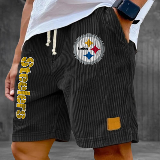 PIT x NFL Vintage Embroidered Logo Corduroy Stylish Lace-up Casual Shorts DATND TANTD 220526