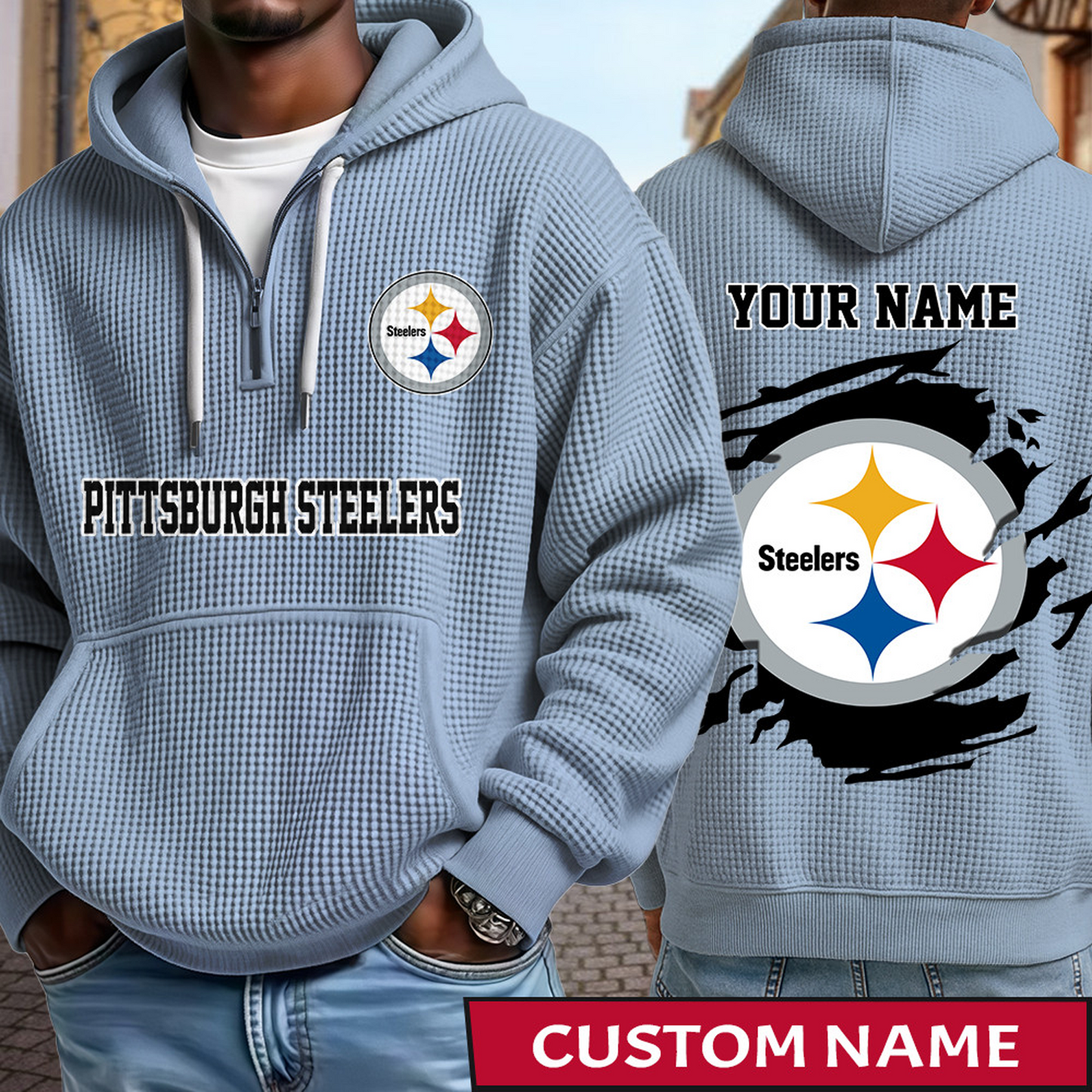 PIT x NFL Waffle Half Zip Hoodie DATND TANTD